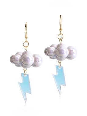 Cloud & Lightning Bolt ⚡️ Handmade Dangle Earrings